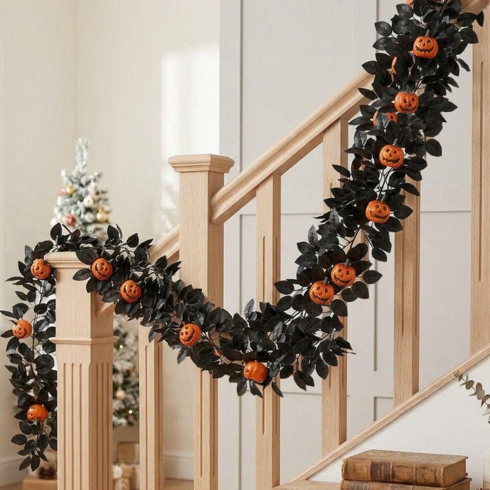 Flexible Halloween Pumpkin Garland Reusable Fake Maple Leaf Hanging Event Planners