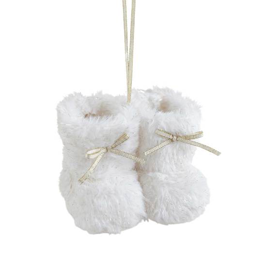 Christmas Boot Ornament Fuzzy Shoes Christmas Tree Hanging Ornaments Soft Plush Winter Boots Pendant for Home Office Decor