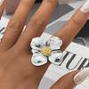 Exaggerated Adjustable Opening Rings Stainless Steel Finger Ring Oversized Flower Rings  Wedding
