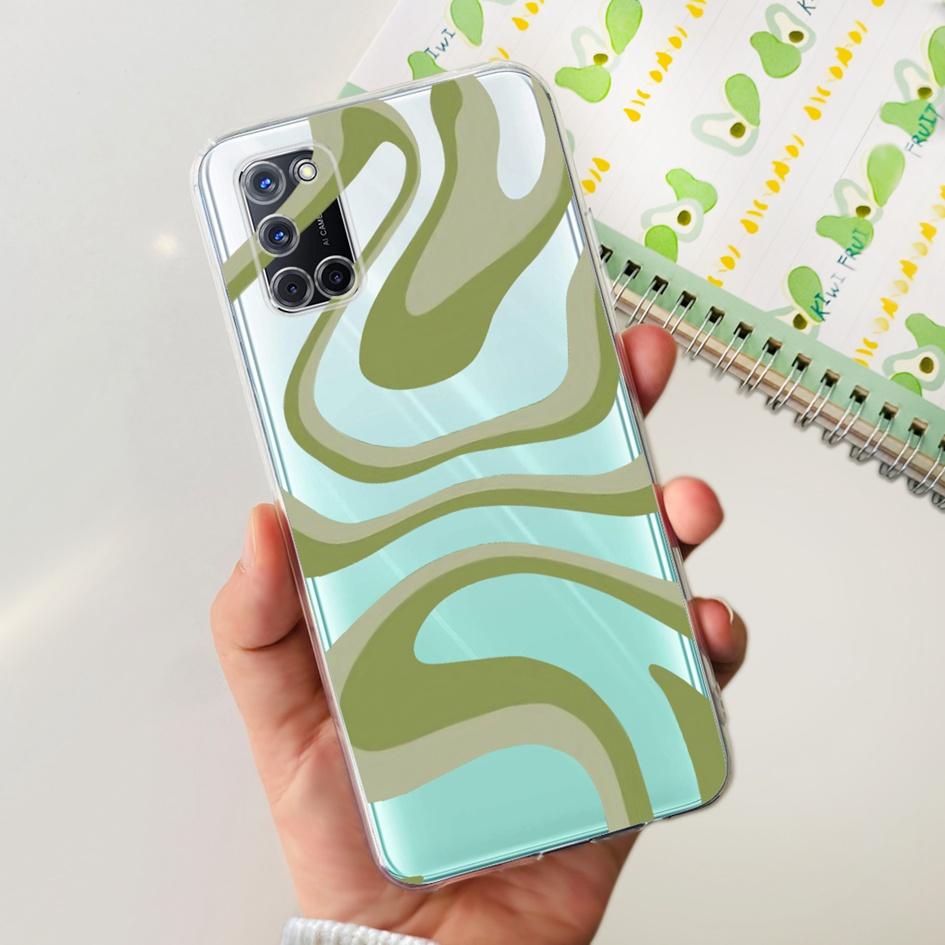 For OPPO A52 Case OPPOA52 CPH2069 A 52 Flower Phone Case Fashion Transparent Silicone Soft TPU Back Cover For OPPO A72 A92 Coque