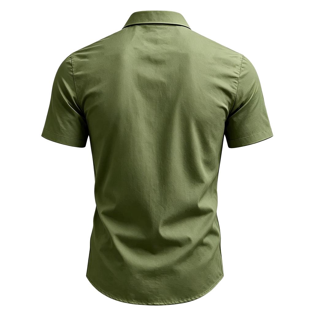 Camisa Casual de Manga Corta para Hombre Cuello de Botones Corte Ajustado Tejido Ligero Transpirable Camisa de Verano Primavera para Uso Diario