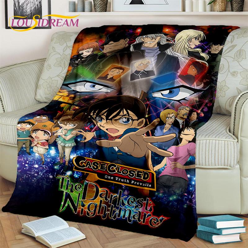 Kreskówka HD Detektyw Conan Anime Koc 3D, Miękki koc do rzucania na dom, sypialnię, łóżko, sofę, na piknik, w podróży, do biura, koc okrywowy dla dzieci