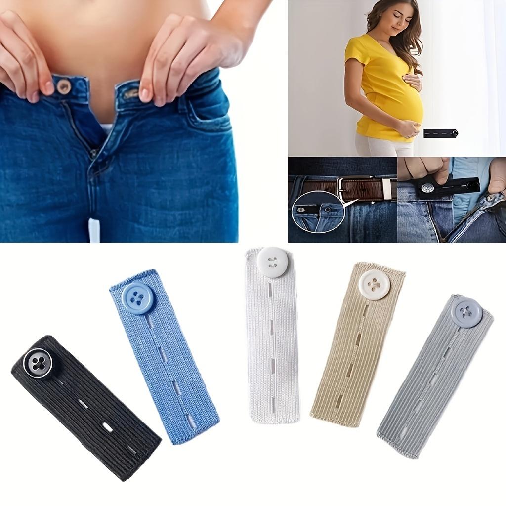 2pcs Adjustable Elastic Waistband Extenders for Plus Size Women & Men - Machine Washable Stretchable Belt with Discreet Button Closure,Casual & Wear