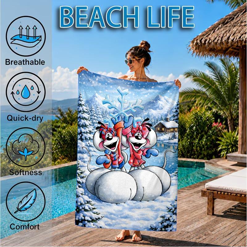 Serviette de plage Diddl Amour et Amitié Couleurs Pastel, Séchage Rapide, Facile d'Entretien, Convient aux Activités Sportives et aux Vacances à la Plage, Essentiel de Sport
