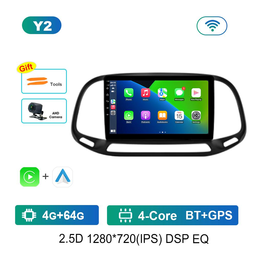 9 Inch Car Video Multimedia Player Android System GPS Navigation for Fiat Doblo 2015 - 2019 Carplay WiFi Touch Screen Bluetooth