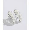 Sunflower Freshwater Pearl Stud Earrings, 925 Sterling Silver, Minimalist Design for Autumn/Winter, High-End Luxury for Women.