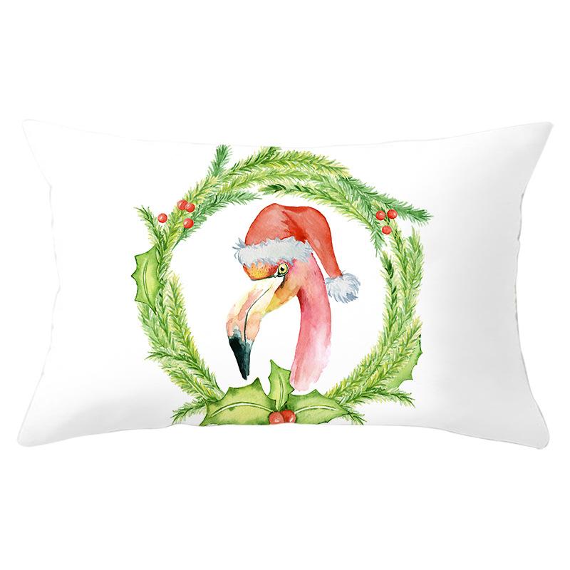 Simple Cartoon Print Series Christmas Waist Pillowcase Peach Skin Printed Pillowcase Home