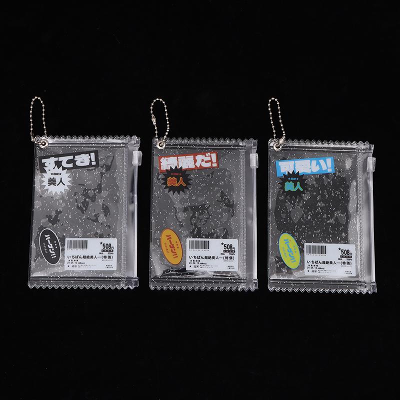 1Pc 3Inch Transparent Candy Bag Kpop Card Sleeves With Zipper Pvc Photocard Holder Props Badge Card Films Game Cards Protector