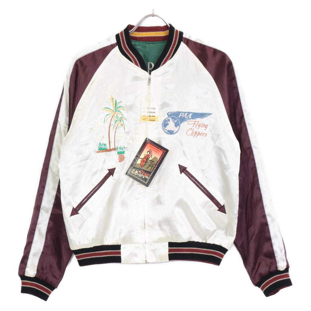 TAILOR TOYO TT11145 Green X White Satin Reversible Sukajan Jacket M Green X whiteUsed