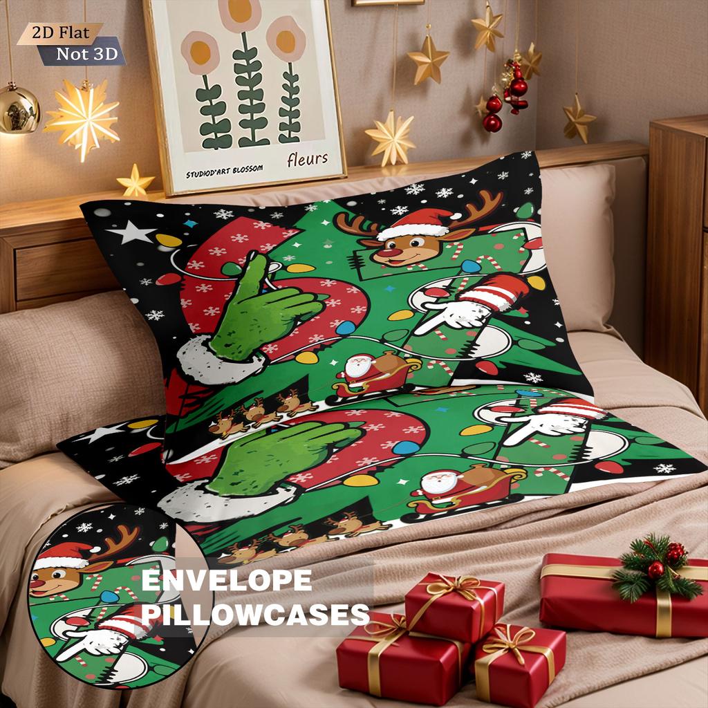 3pcs funny Christmas 67 element printed coreless duvet cover set multi size bedroom bedding decoration machine washable
