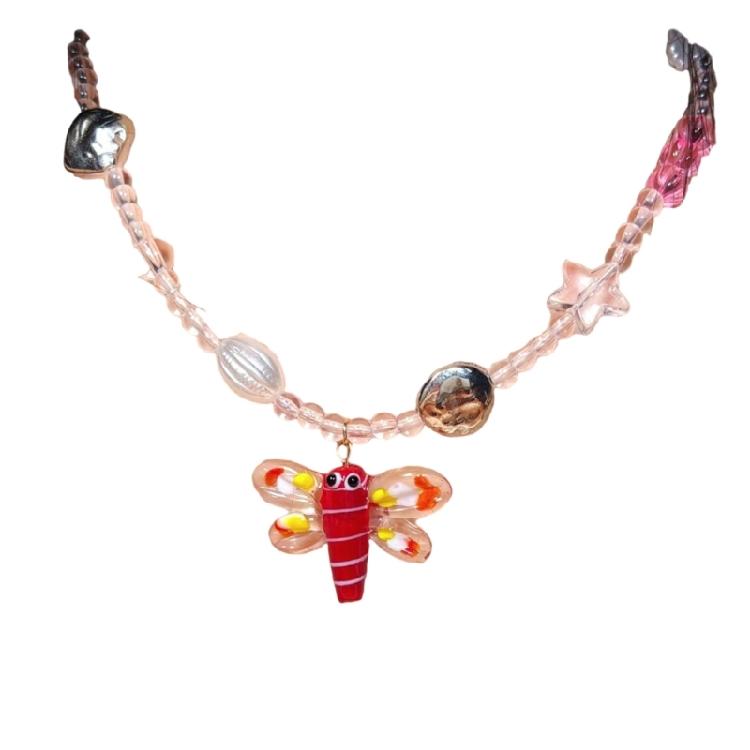 

Trendy Dragonflies/Butterfly Charm Necklace Adjustable Length Neckchain Handmade Clavicle Chain Gift For Ladies