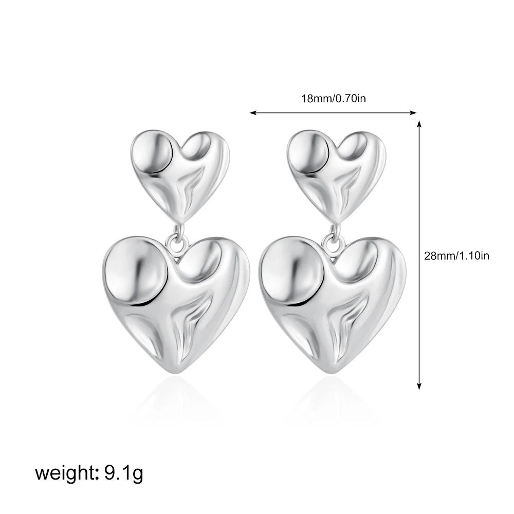 

French Romantic Lava Textured Heart-shape Dangle Earrings for Women Hypoallergenic Geometric Earring Party Zircon Gift Brincos