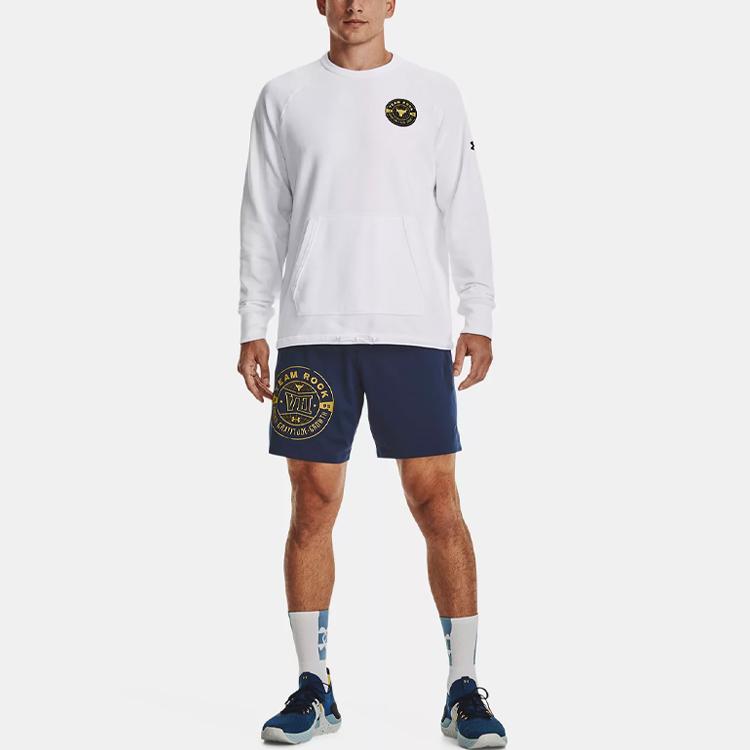 Under Armour Project Rock Elastic Waistband Mid-Waist Loose Sports Casual Shorts Men Bottoms Navy-Blue 1370451-408