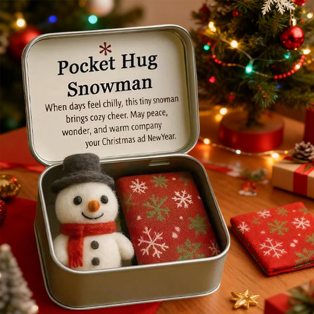 Christmas Pocket Hug Gift Handmade Felt Doll in Box Little Pocket Hug with Gift Card Thoughtful Gift for Friends Family W3E4