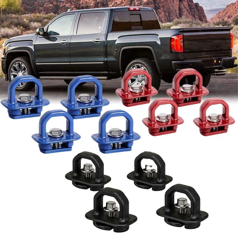 Rote/Blaue/Schwarze Ladeflächen-Seitenwand-Anker 4er-Set Zurrösen-Anker für Chevy Silverado Pickup-Anker Ladefläche Einfach zu bedienen
