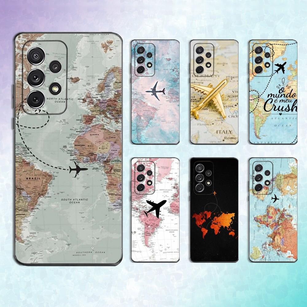 Flight Route Map Phone Case For Samsung S25,S24,S23,S22,S21,S20,S10,Ultra,Plus,Lite,FE,Soft Silicone Black Cover