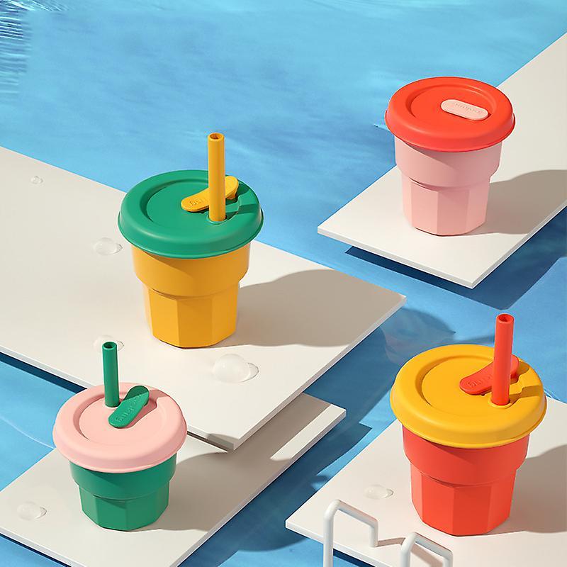 Kids And Toddler Cups - Spill Proof Smoothie Snack Cups With Leak Proof Regular Lids & Silicone Straws-green