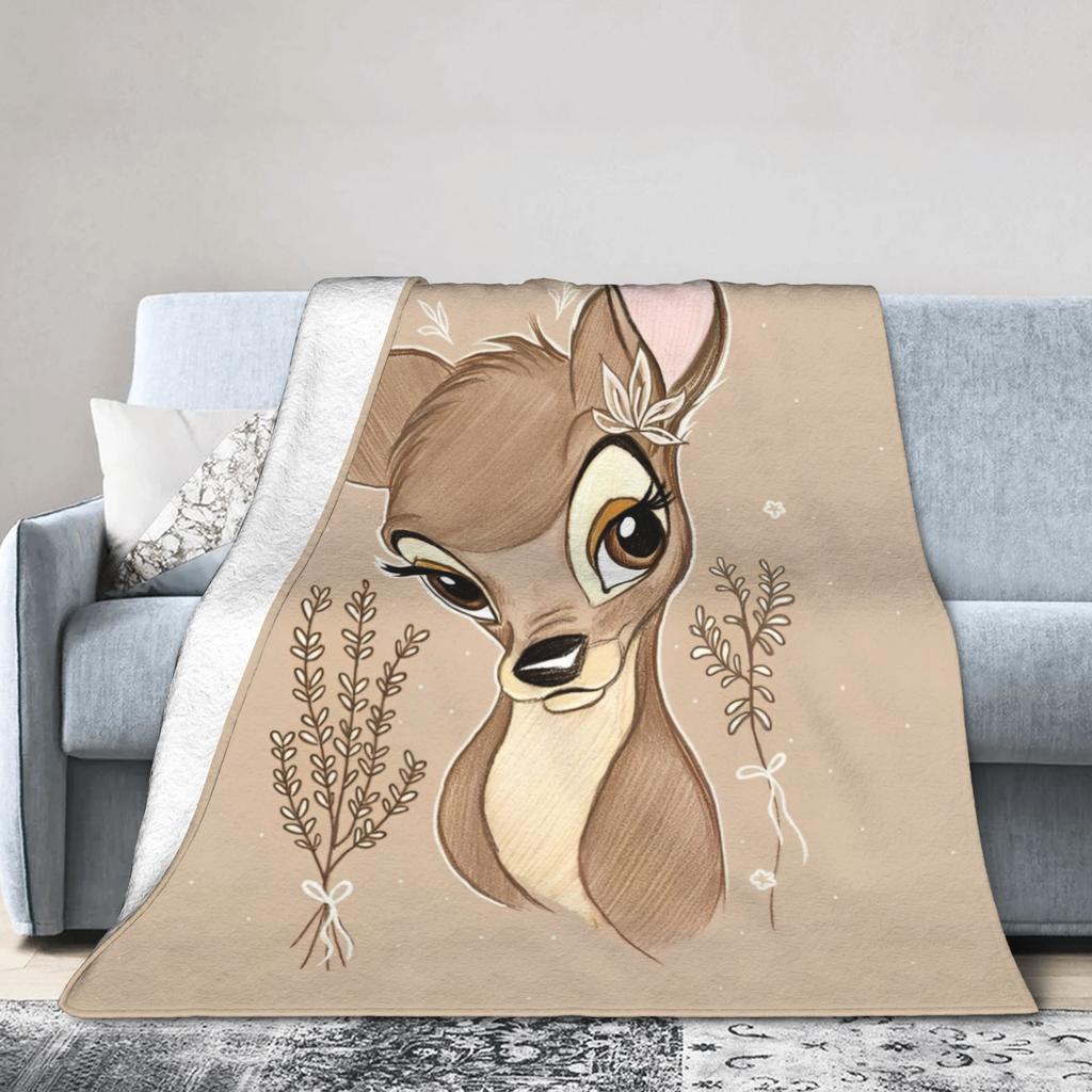 Schattige Bambi deken Cartoon Hert Flanellen Plaid Zomer Airconditioning Decoratie Zacht Warm Bedspreien,