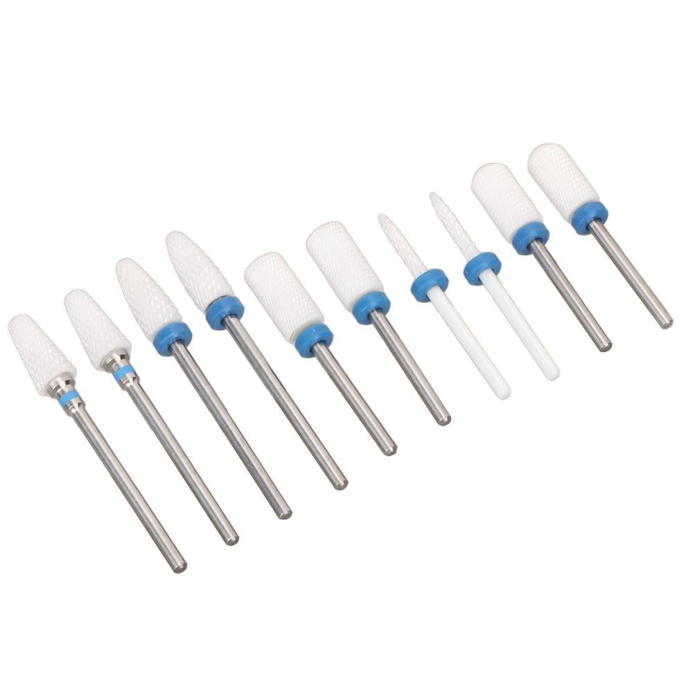 10pcs Ceramic Ceramic Nail Drill Bit Set  Nail Surface Polishing And Shaping