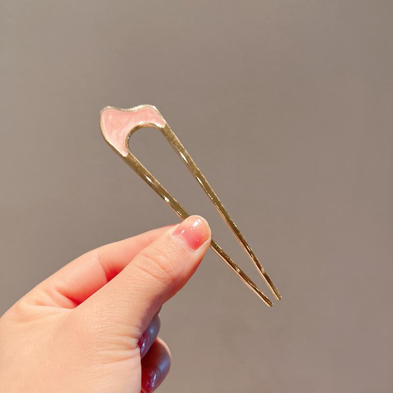 New Retro Temperament Pearl U-shaped Hairpin Pill Head Plate Hair Ware Hairpin Hairpin Headwear