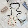 Minimalist Style Drawstring Canvas Crossbody Bag Small Lightweight Shoulder Bag Floral Print Coin Purse Women Girl