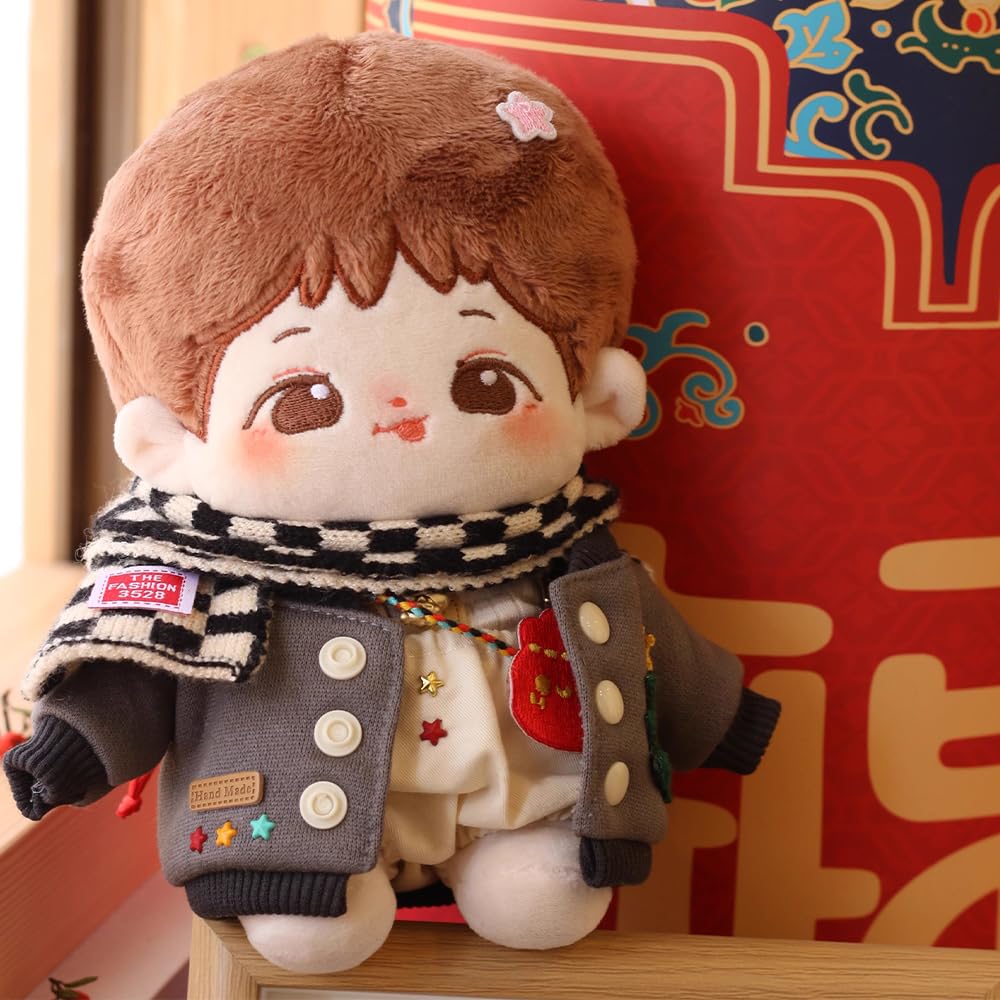 Niannyyhouse 15cm 20cm Stuffed Toy Clothes Coat T-shirt Scarf Hanging Pants Backpack Necklace Cotton Doll Accessories Dress-up (beige, 15cm)