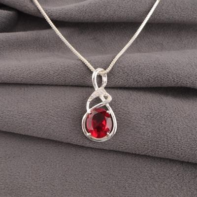 Natürlicher rosa Rubellit Edelstein 925 Sterling Silber Schmuck Zirkon Anhänger 1,22" CZP-13-15