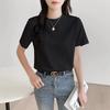 Korean Style 2025 Summer Pure Cotton Round Neck Short Sleeve Women's Casual T-shirt