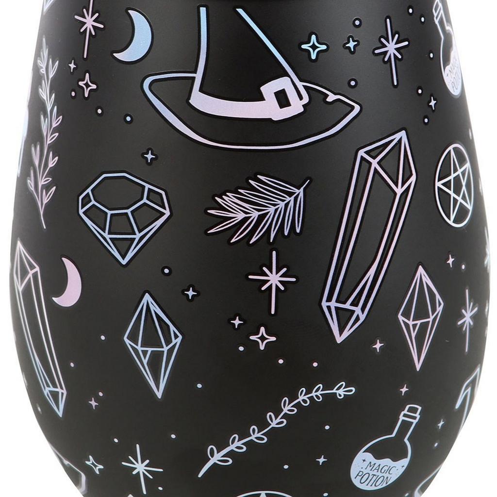 Something Different Crystal Witch Print Stemless Wine Glass