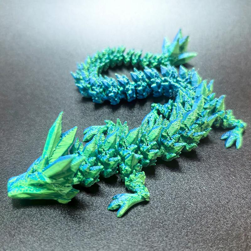 3D Printed Gem Dragon Glow In The Dark Rotatable Articulated Dragons Crystal Figures Action Toy Desktop Ornament Birthday Gifts