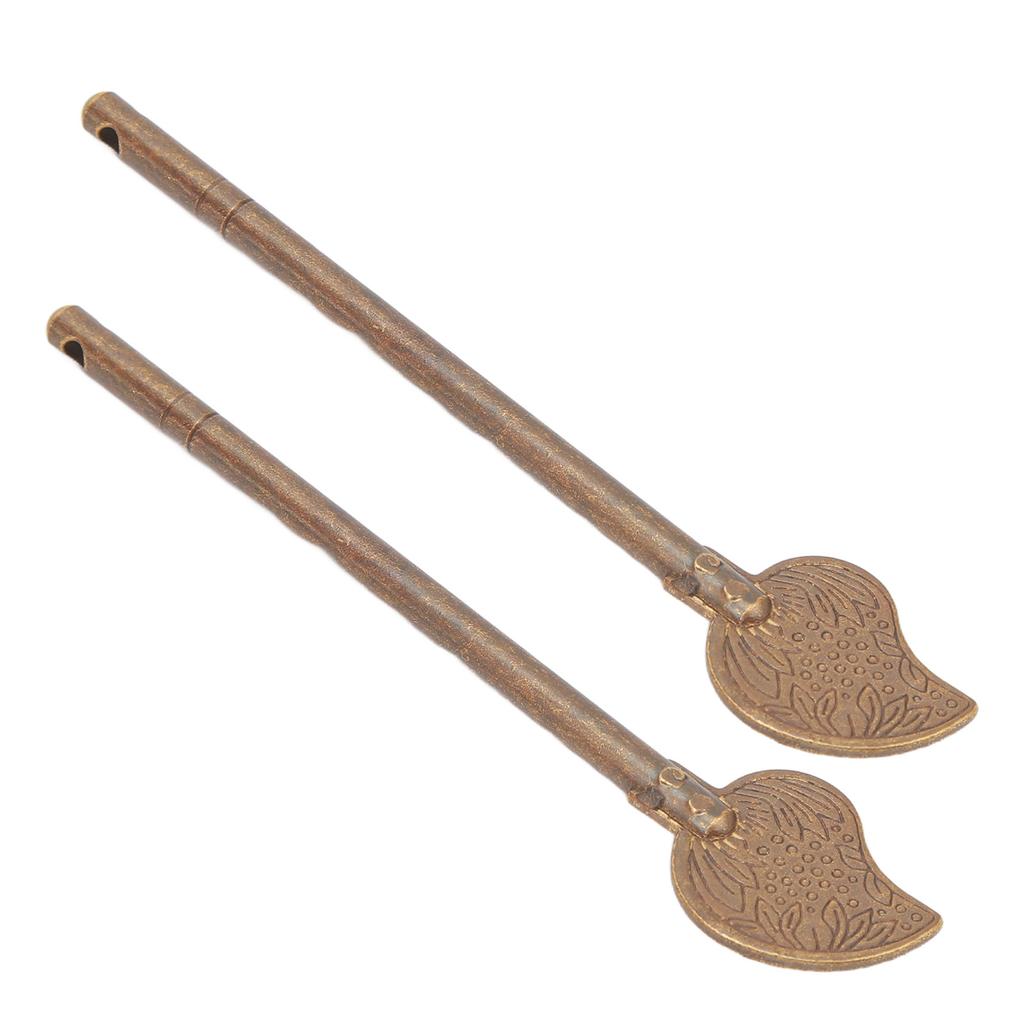 2 Pcs Door Latch Locking Pin 11cm Leaf Shape Retro Style Brass Cabinet Key Latch Bolt Locking Pin