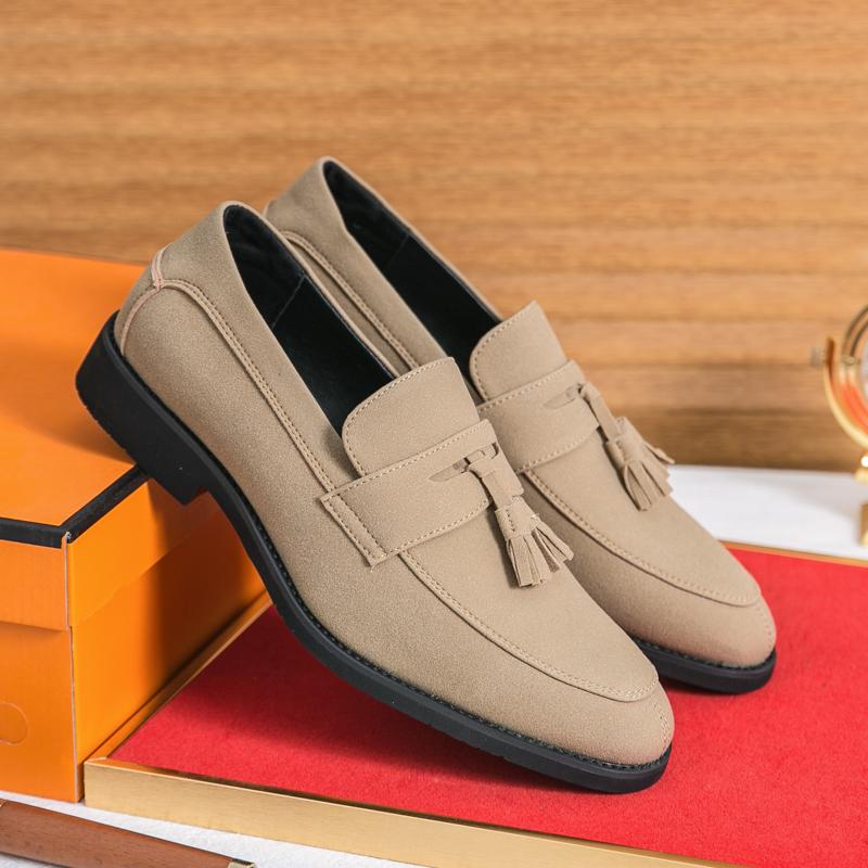 Fashion Fashion Brand Men's Spring Comfortable Pointed Formal Business Leather Shoes High-quality Men Breathable Casual Flow Su Loafers