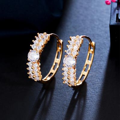 Light Luxury Double-Row Zircon Earrings, Inlaid With Crystal Zirconium Full Diamond Earrings.