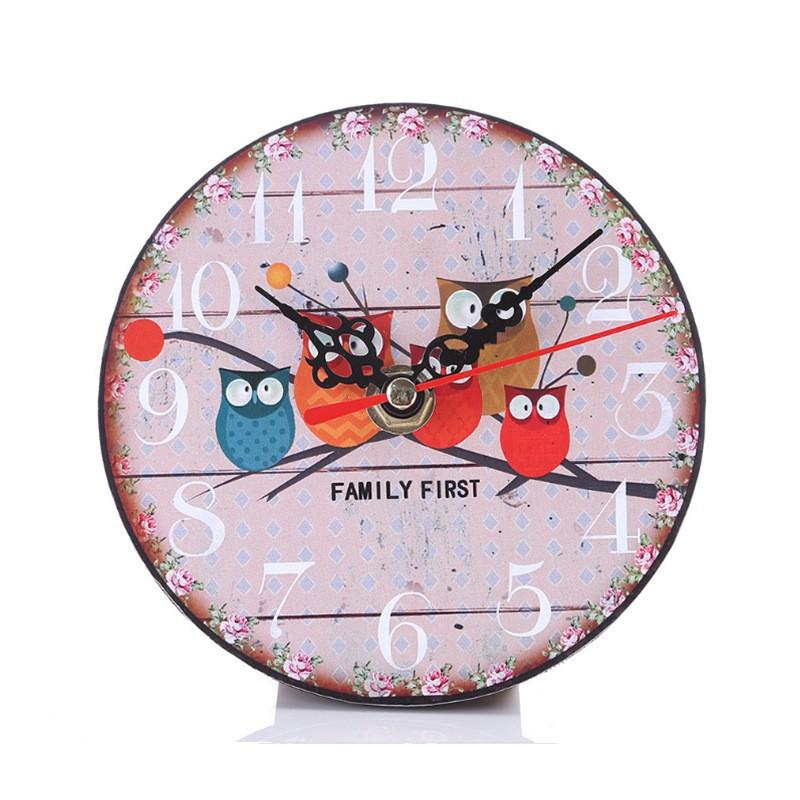 Fashion 12cm Vintage Timer Shabby Chic Antique Home Wooden Rustic Kitchen Wall Clock Silent Non-Ticking Wooden Wall Clocks