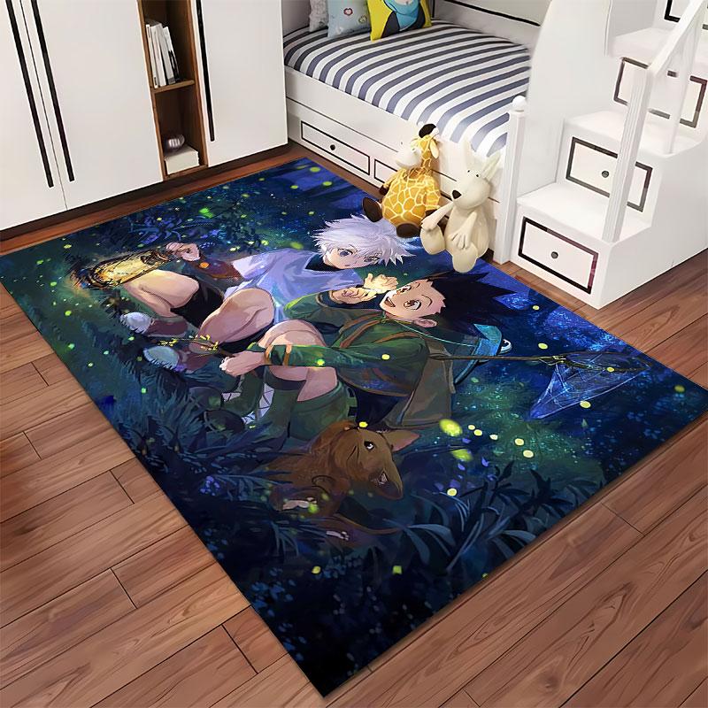 Anime Boys in Forest Adventure suitable as a non-slip mat for the living room or bedroom sofa