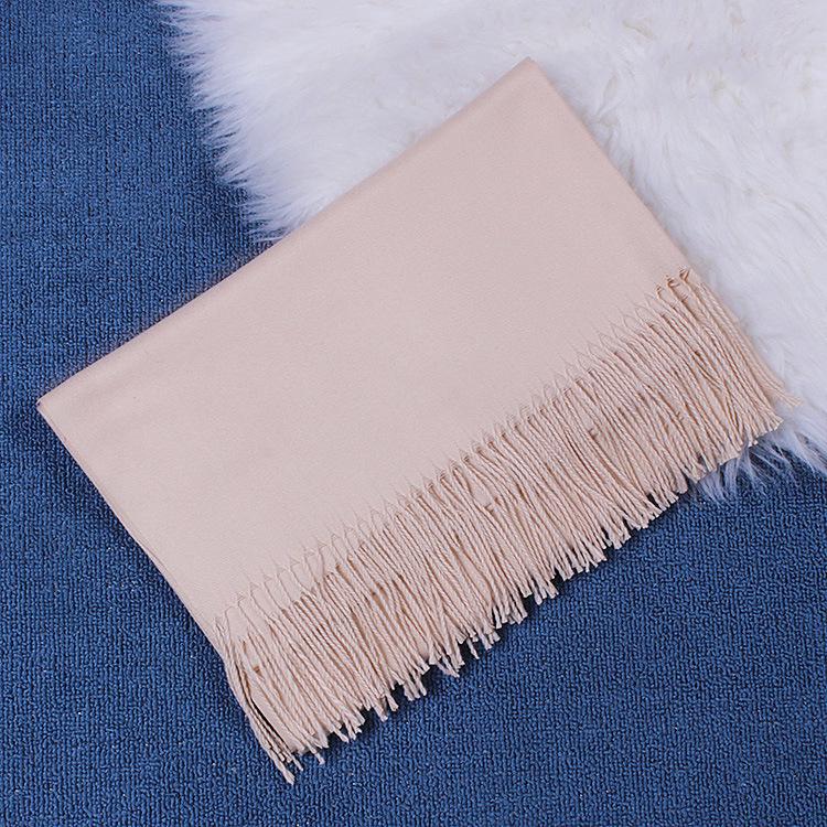 Two-Life Women's Solid Color Imitation Cashmere Scarf - Korean Style, Two-Way Shawl & Neck Gaiter for Autumn/Winter.