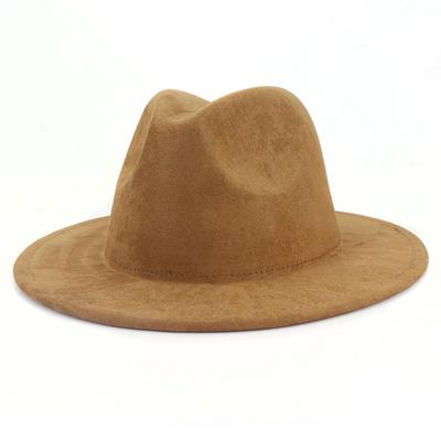 Semišové klobouky Fedora pro ženy Luxusní Jednobarevné Elegantní Párty Kostel Klobouk s vrškem pro muže Široká krempa Panama Plstěný klobouk Sombreros De Mujer