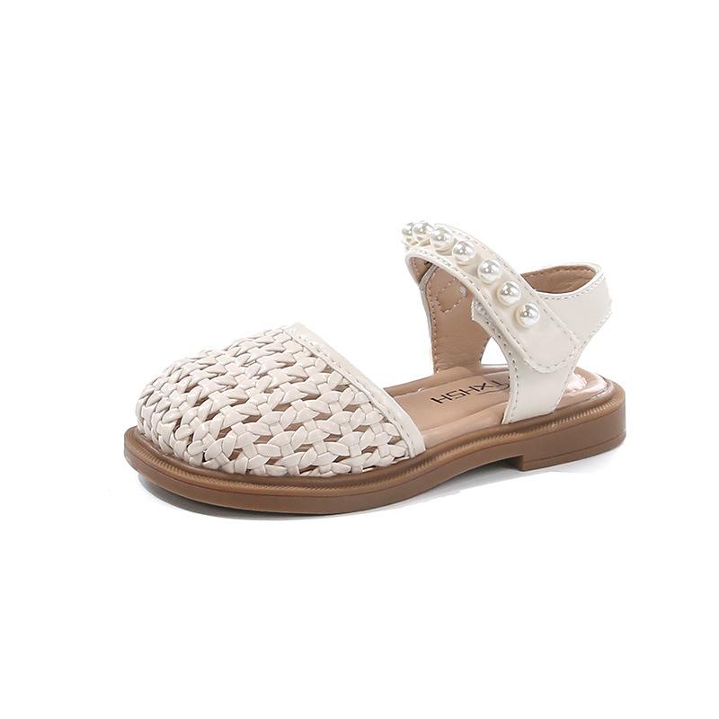 Girls' shoes, children's closed-toe woven sandals, new summer style, breathable princess shoes for little girls, Korean style