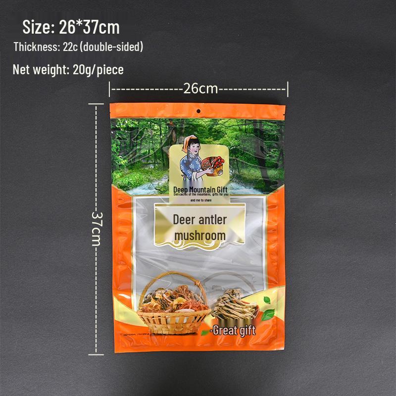 Velvet Antler Mushroom Gift Bag: 250g Self-Sealing Local Specialty, 1lb Edible Mushroom Bag