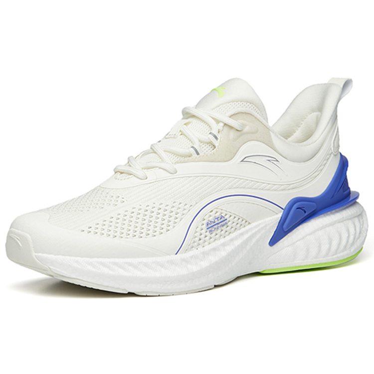 Anta Cushioning Anti-Slip Wear-Resistant Breathability Low-Top Running Shoes Men's White Green Purple Mesh 112225570R-1
