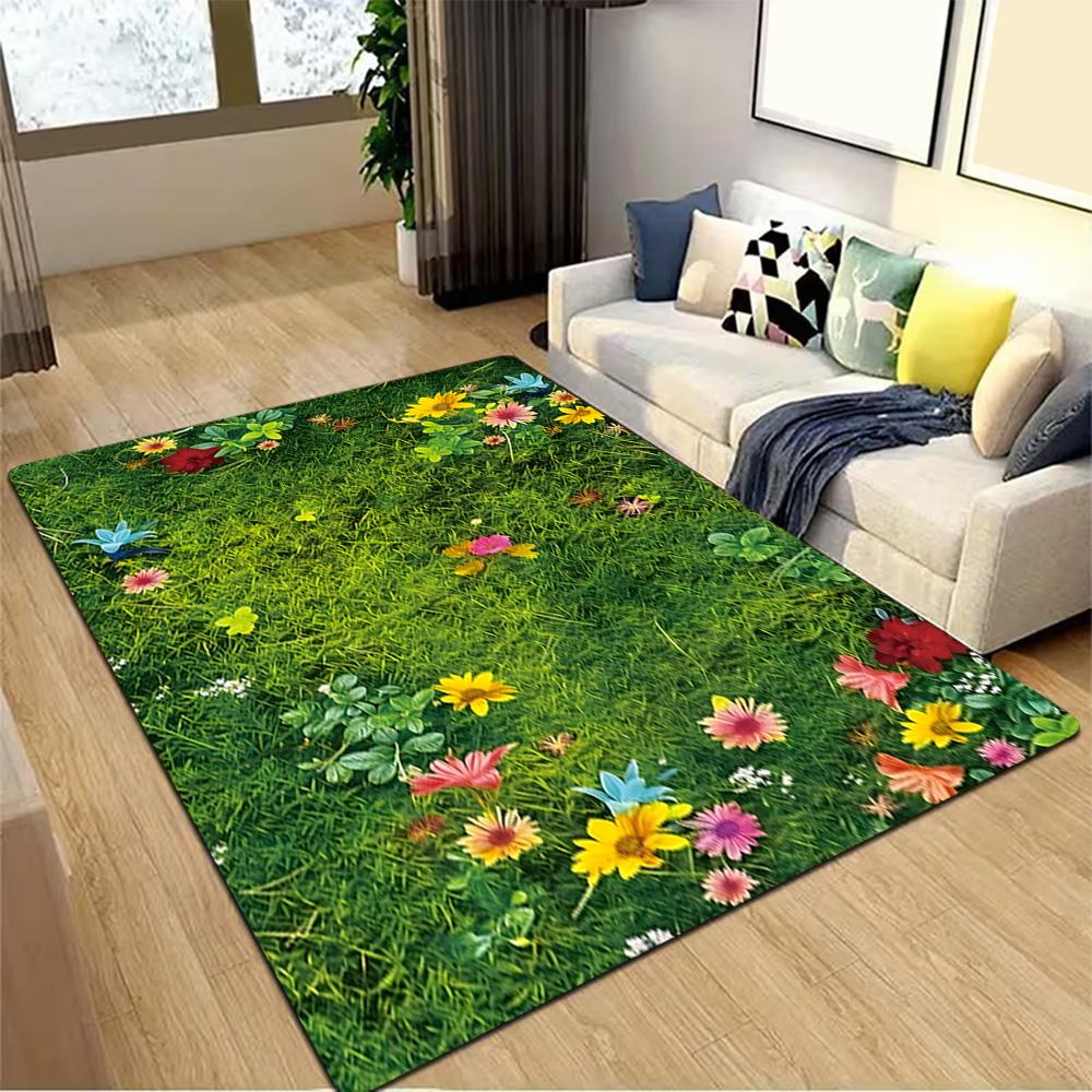 Vintage Floral Wall Mural Decoration,Carpet,Living Room,Bedroom, Non-slip,Square rug