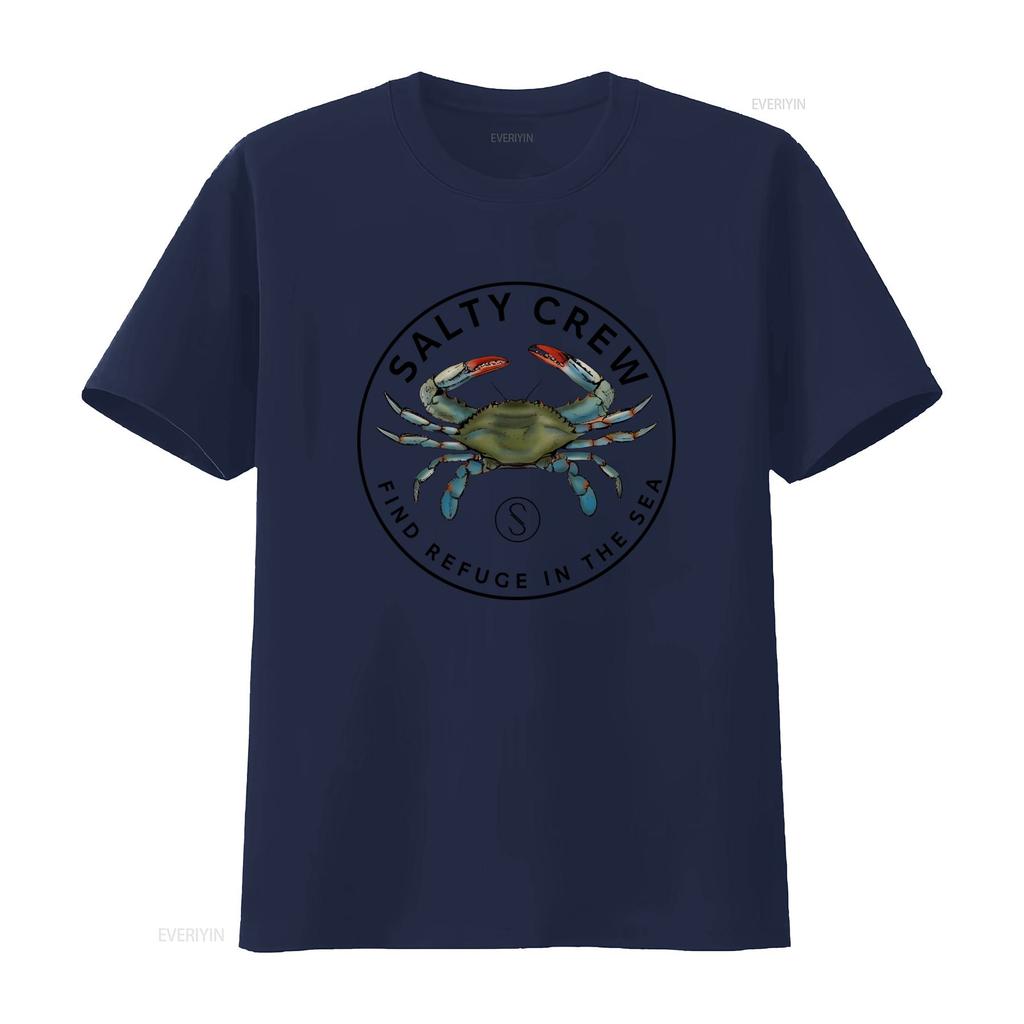 Salty Crew Blue Crabber T Shirt Find Refuge in The Sea Design Vintage Washed Streetwear Fashion Designer Clothes