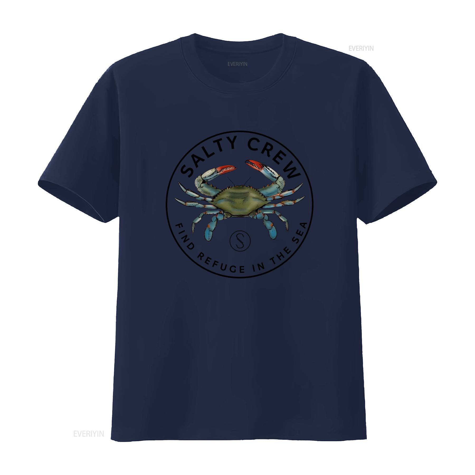 

Salty Crew Blue Crabber T Shirt Find Refuge in The Sea Design Vintage Washed Streetwear Fashion Designer Clothes S