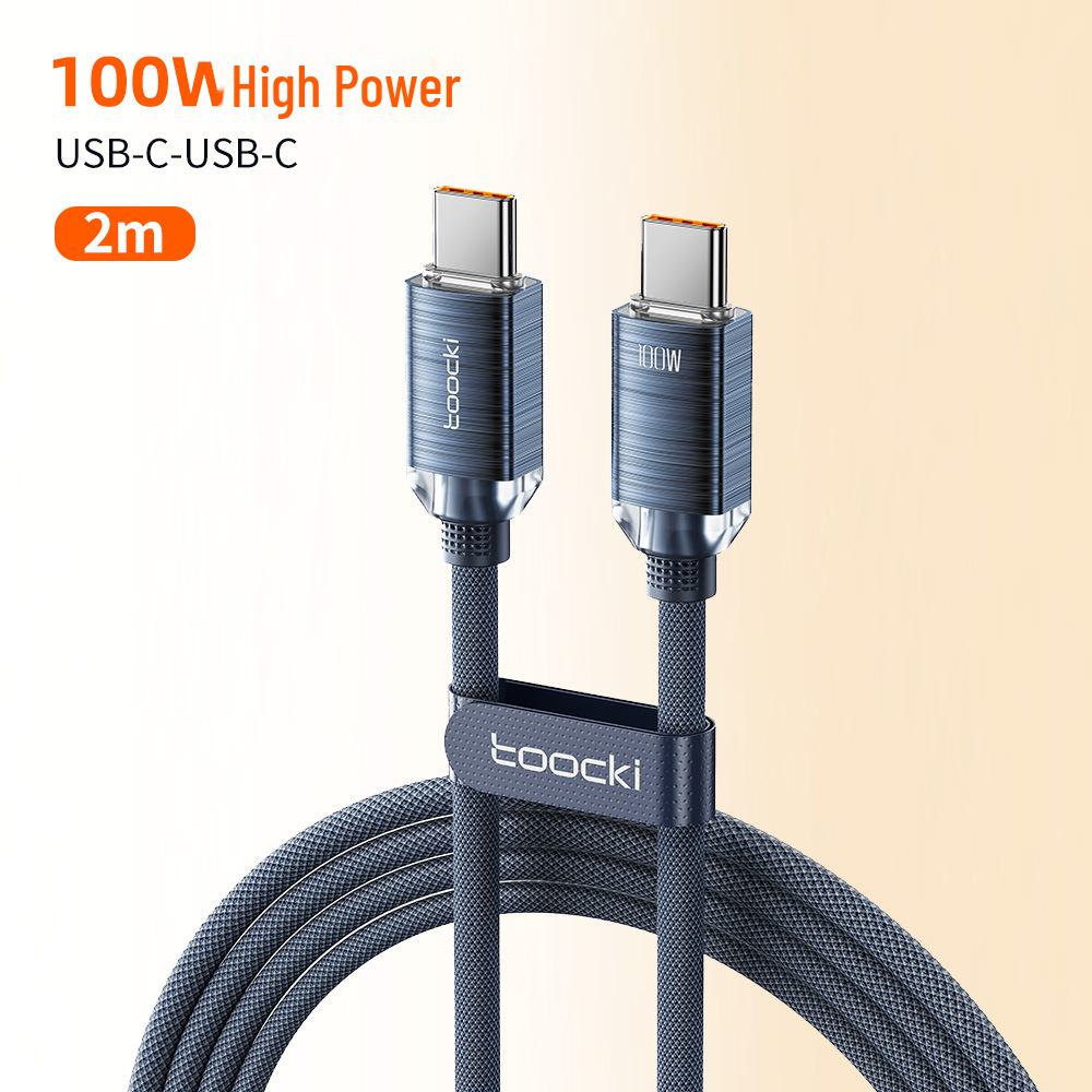 Crystal Aluminum CC Super Charging PD100W Data Cable in Multiple Colors, 1m or 2m