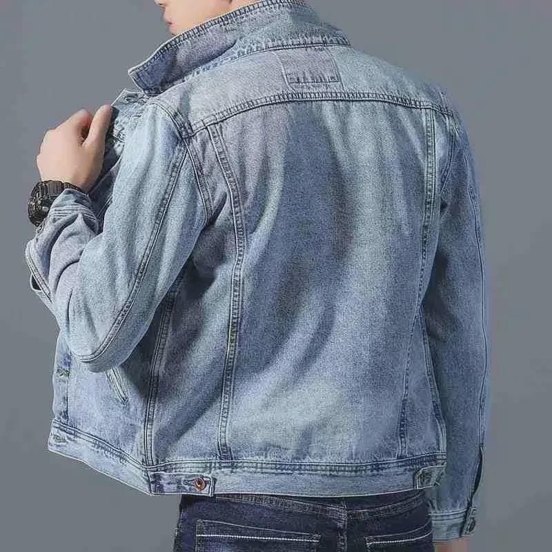 Men's Casual Loose Denim Jacket, Square Neck, 2024 Spring Trend