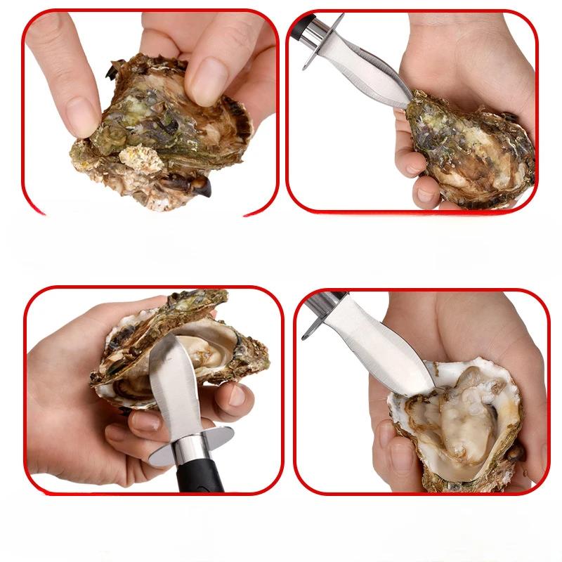 Clam Shucker Seafood Opener Tools Oyster Shucking Knife Home Stainless Steel Professional Shellfish Seafood Opener Accessories