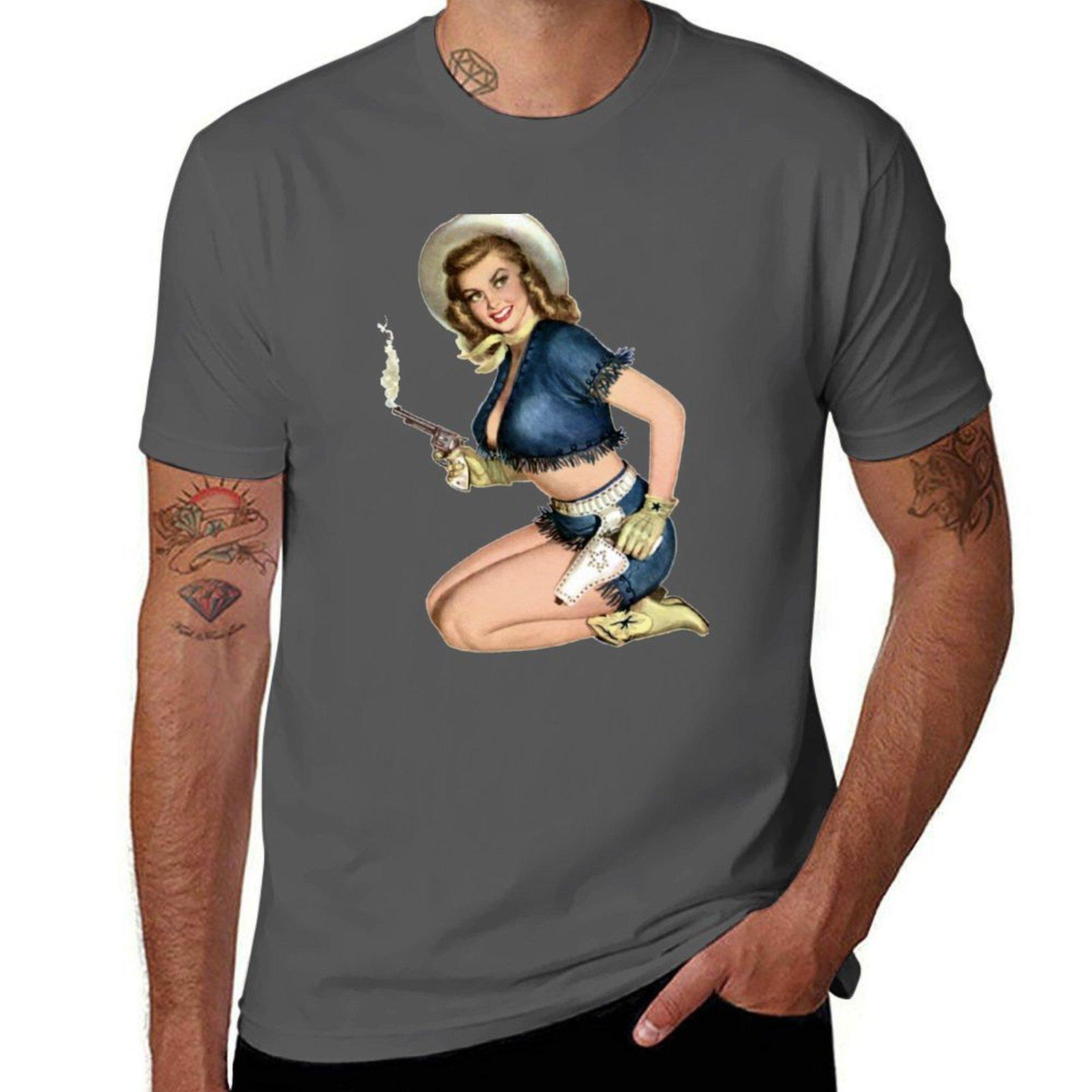 

Cowgirl Pinup T-Shirt graphic t shirts for man t shirt man designer T-Shirt 4XL