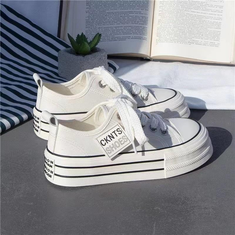 DOGHC  New Casual Round Toe Cross Strap Canvas Women's Slippers Summer Fashion Increased Breathable Comfortable Sports Shoes