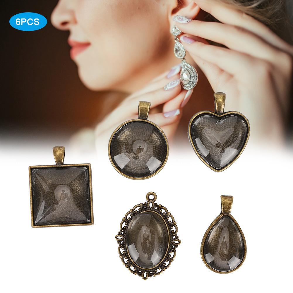 Metall Herz Tropfenförmig Oval Anhänger Basisfassung Glas Kuppeln Schmuck DIY Werkzeug Zubehör