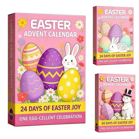 24Pcs Easter Bunny Countdown Calendar Dig Kit Treasure Hunt Excavation Toys for Kids Includes Dig Tools & Surprise Figurines Fun DIY Activity for Boys